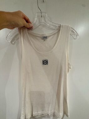 Loewe Cream Ribbed Tank with Contrasting Black Anagram